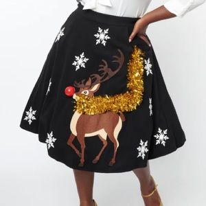 Sale! NWT Light up Red nose Reindeer Swing soda shop retro Skirt